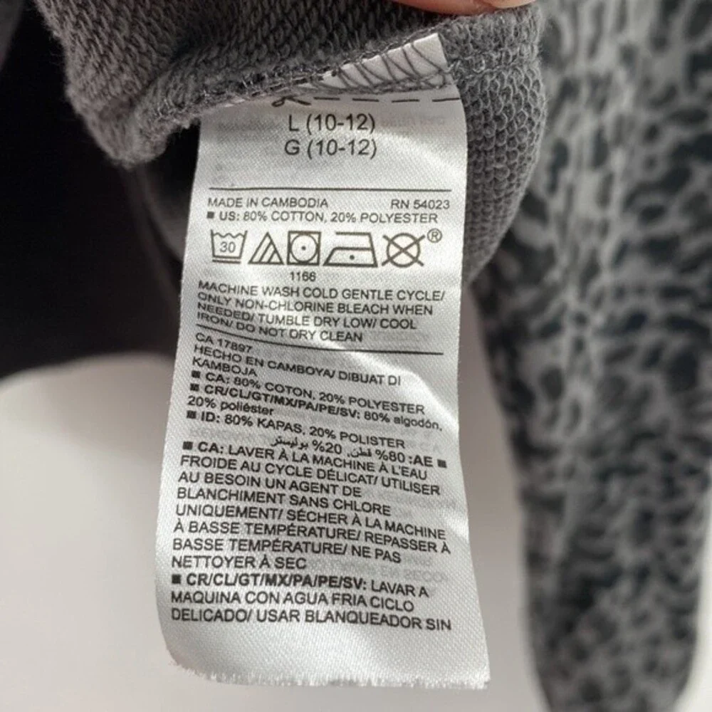 Old Navy Girls Cropped Hoodie Sweatshirt Vintage Raw Gray Oyster L 10-12 crop